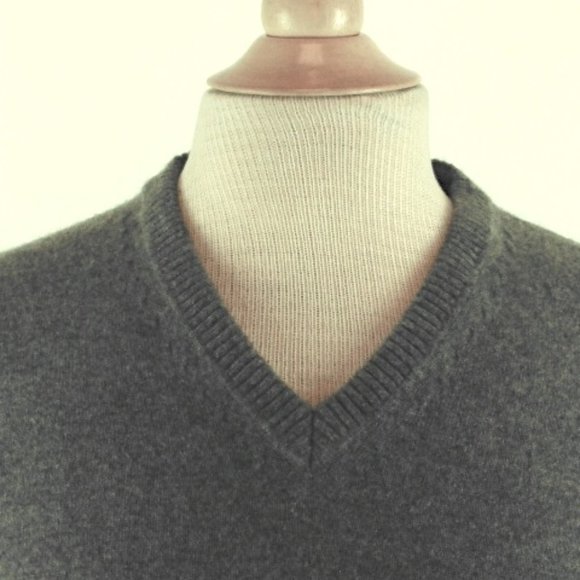 HUGO BOSS BLACK LABEL gray 100% CASHMERE v neck SWEATER xl